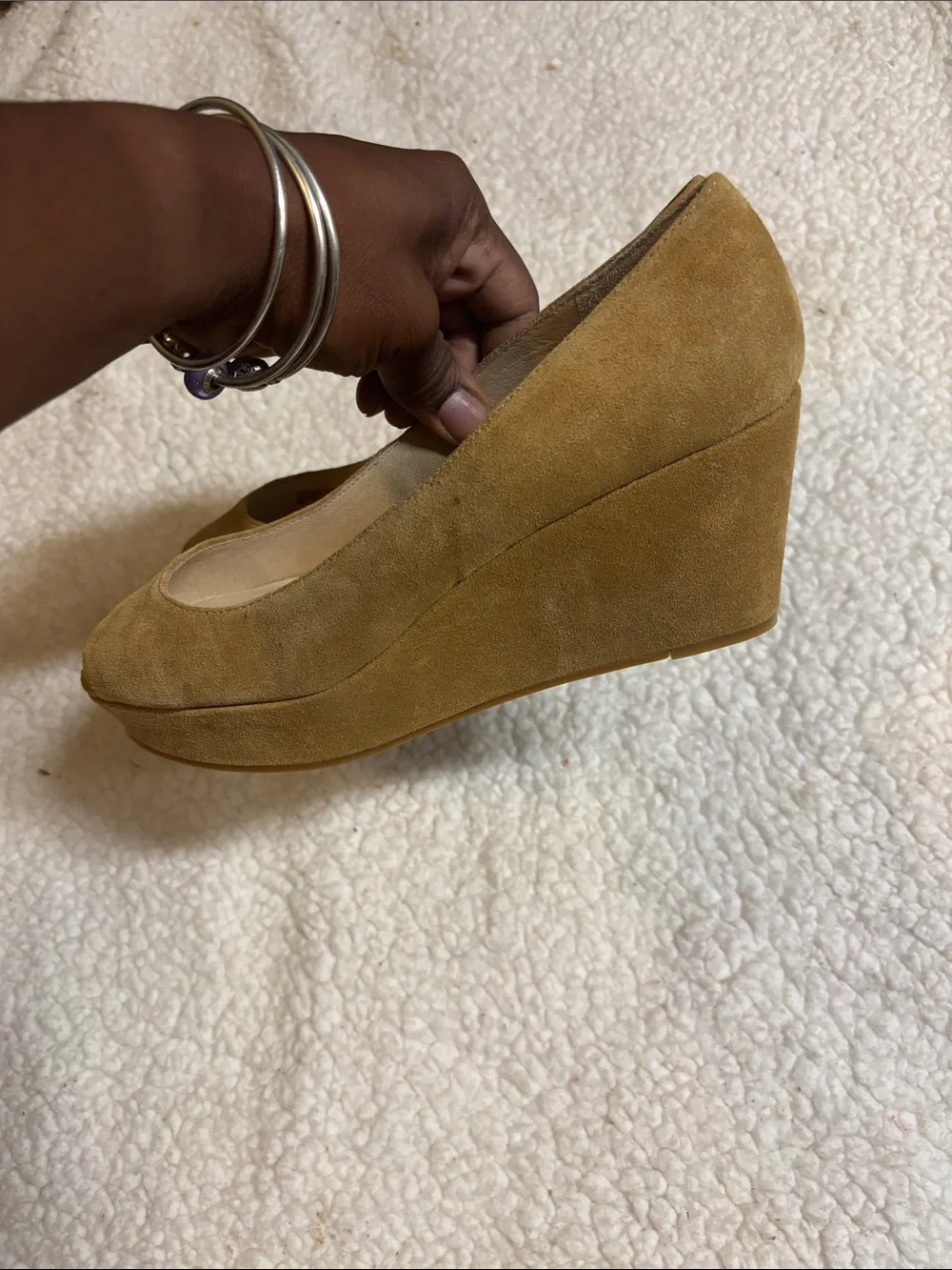 Michael Kors peep toe wedge heels suede women's 8
